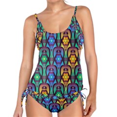 Pattern Background Bright Blue Tankini Set by Simbadda