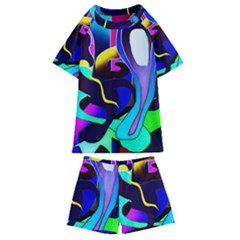Curvy Collage Kids  Swim Tee And Shorts Set