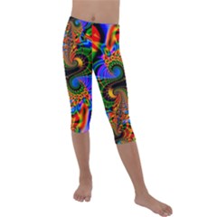 Abstract Fractal Artwork Colorful Kids  Lightweight Velour Capri Leggings  by Sudhe