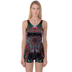 Abstract Flower Artwork Art One Piece Boyleg Swimsuit by Sudhe