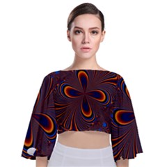 Abstract Fractal Background Pattern Tie Back Butterfly Sleeve Chiffon Top
