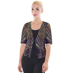 Abstract Fractal Pattern Artwork Cropped Button Cardigan