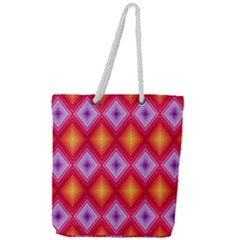 Texture Surface Orange Pink Full Print Rope Handle Tote (large)