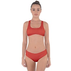 Tomato Red Criss Cross Bikini Set by blkstudio