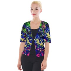 3d Colorful Texture 2                    Cropped Button Cardigan