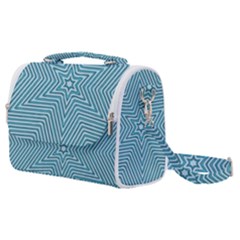 Lines Blue Repeating Textile Satchel Shoulder Bag