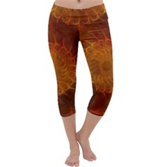 Orange Warm Hues Fractal Chaos Capri Yoga Leggings by Wegoenart