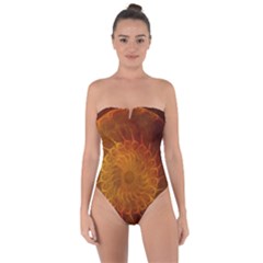 Orange Warm Hues Fractal Chaos Tie Back One Piece Swimsuit by Wegoenart