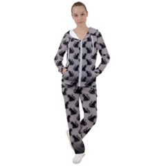 Black Cats On Gray Women s Tracksuit by bloomingvinedesign
