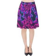 Pink Blue Abstract Texture                       Velvet High Waist Skirt by LalyLauraFLM