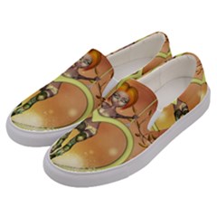 Cute Fairy  On A Swing Made By A Heart Men s Canvas Slip Ons by FantasyWorld7