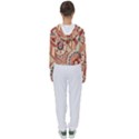 Pop Art Paisley Flowers Ornaments Multicolored 4 Background Solid Dark Red Women s Slouchy Sweat View2