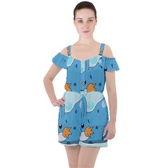 Patokip Ruffle Cut Out Chiffon Playsuit