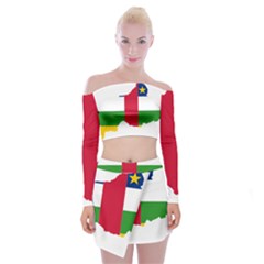 Central African Republic Flag Map Off Shoulder Top With Mini Skirt Set