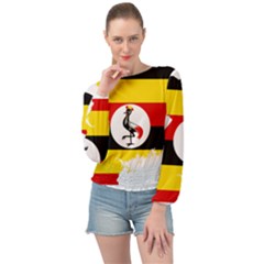Uganda Flag Map Geography Outline Banded Bottom Chiffon Top by Sapixe