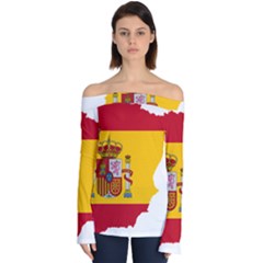 Spain Country Europe Flag Borders Off Shoulder Long Sleeve Top by Sapixe