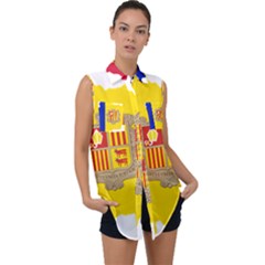 Andorra Country Europe Flag Sleeveless Chiffon Button Shirt