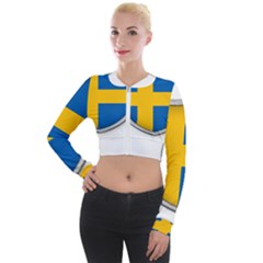 Flag Sweden Country Swedish Symbol Long Sleeve Cropped Velvet Jacket