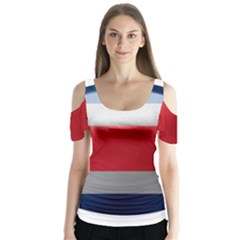 Costa Rica Flag Country Symbol Butterfly Sleeve Cutout Tee 
