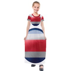 Costa Rica Flag Country Symbol Kids  Short Sleeve Maxi Dress by Sapixe