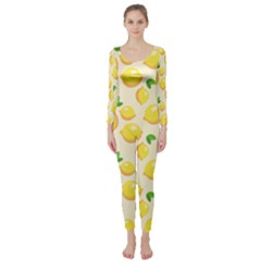 Fruits Template Lemons Yellow Long Sleeve Catsuit by Pakrebo