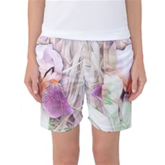 Iris Digital Painting Flower Pastel Women s Basketball Shorts