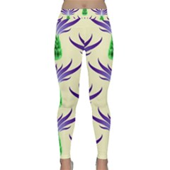 Thistles Purple Flora Flowering Classic Yoga Leggings by Pakrebo