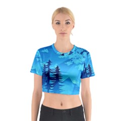 Forest Landscape Pine Trees Forest Cotton Crop Top by Pakrebo