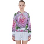 Roses Pink Flowers Perfume Leaves Women s Tie Up Sweat