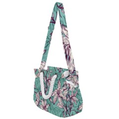Vintage Floral Pattern Rope Handles Shoulder Strap Bag by Sobalvarro