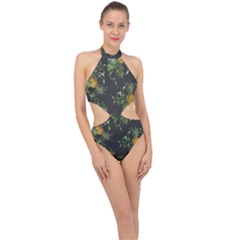 Pineapples Pattern Halter Side Cut Swimsuit by Sobalvarro