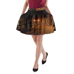 City Night Dark Architecture Lamps A-line Pocket Skirt