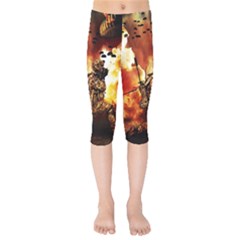 War Venue War Apocalypse Kids  Capri Leggings  by Sudhe