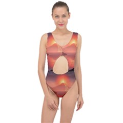 Volcano Lava Landscape Glow Lake Center Cut Out Swimsuit by Simbadda