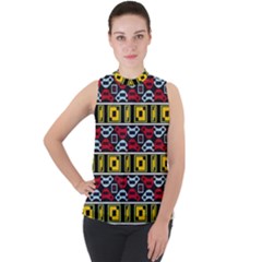 Rectangles And Other Shapes Pattern                                  Mock Neck Chiffon Sleeveless Top by LalyLauraFLM