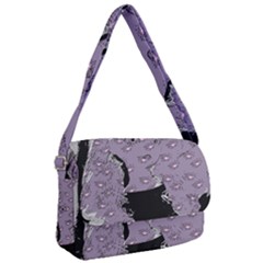 Wide Eyed Girl Grey Lilac Courier Bag by snowwhitegirl
