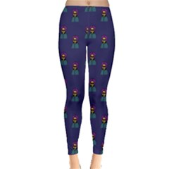 Nerdy 60s  Girl Pattern Blue Leggings  by snowwhitegirl