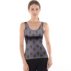 Nerdy 60s  Girl Pattern Light Grey Tank Top