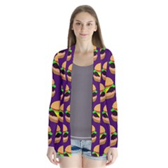 Burger Pattern Drape Collar Cardigan by bloomingvinedesign