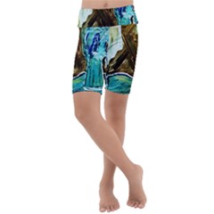 Wood Horsey-1-1 Kids  Lightweight Velour Cropped Yoga Leggings