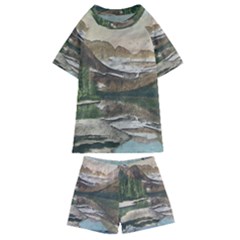 Glacier National Park Scenic View Kids  Swim Tee And Shorts Set