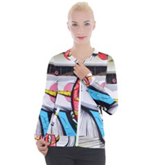 Clown Murals Figure Wall Human Casual Zip Up Jacket by Simbadda