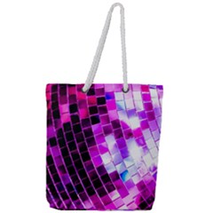 Purple Disco Ball Full Print Rope Handle Tote (large) by essentialimage