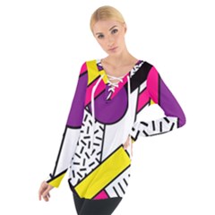 Memphis Colorful Background With Stroke Tie Up Tee by Vaneshart