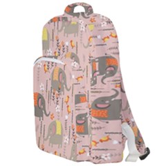 Cute Elephant Wild Flower Field Seamless Pattern Double Compartment Backpack by Vaneshart