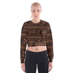 Colorful Bright Ethnic Seamless Striped Pattern Background Orange Black Colors Cropped Sweatshirt by Vaneshart