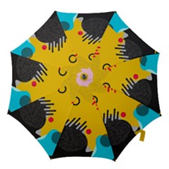Abstract Colorful Pattern Shape Design Background Hook Handle Umbrellas (medium)
