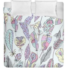 Vector Illustration Seamless Multicolored Pattern Feathers Birds Duvet Cover Double Side (king Size)