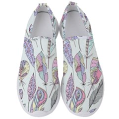 Vector Illustration Seamless Multicolored Pattern Feathers Birds Men s Slip On Sneakers