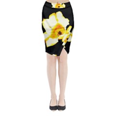 Yellow And Orange Tulip Midi Wrap Pencil Skirt by okhismakingart